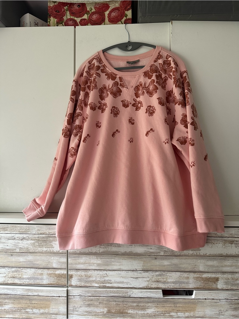 🌸💕 Style & Co. Pink Floral Sweatshirt 3X Plus Size Fleece Lined Cozy Pullover
